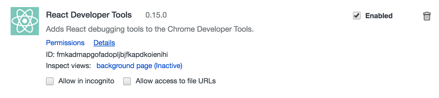React dev tools Chrome extension