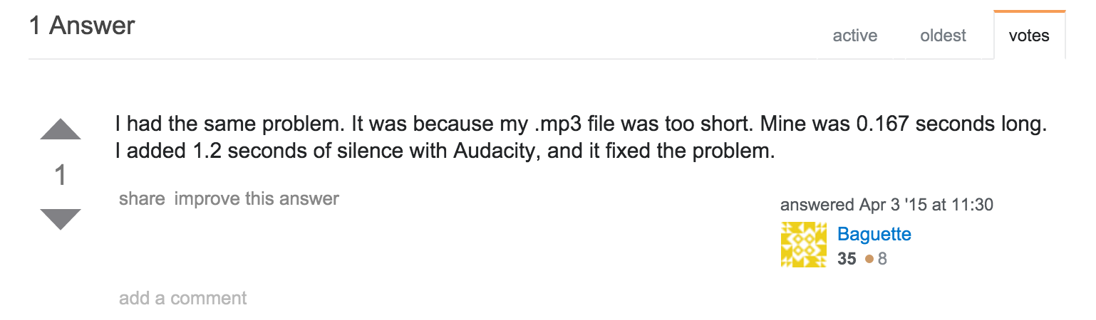 Stack Overflow answer to audio lag